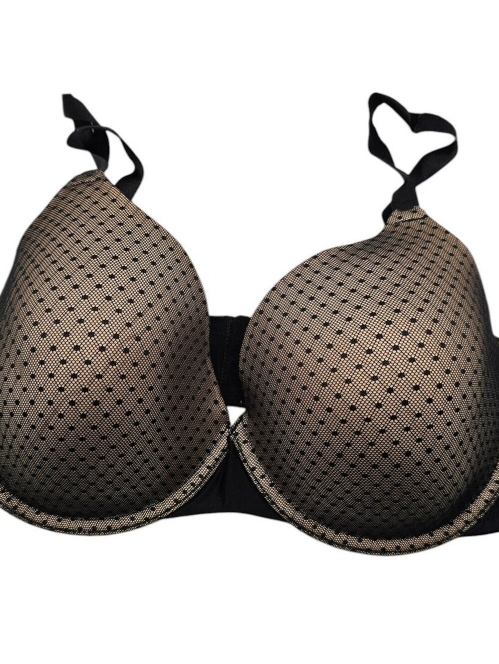 Self Expressions by Maidenform Womens Sz 36DD Bra Beige Black Mesh Overlay